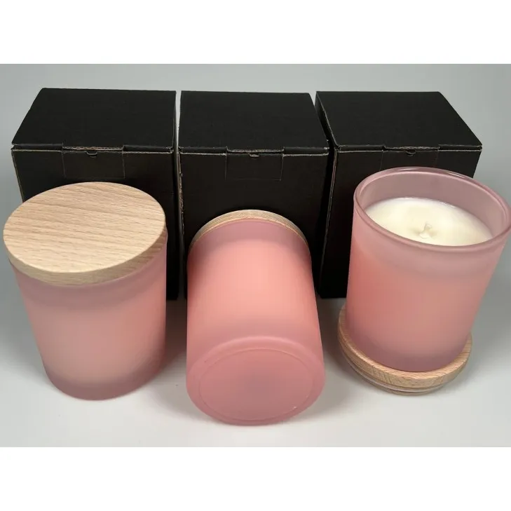 Świeca sojowa zapachowa w szkle różowy mat - bawełniany knot 245 ml